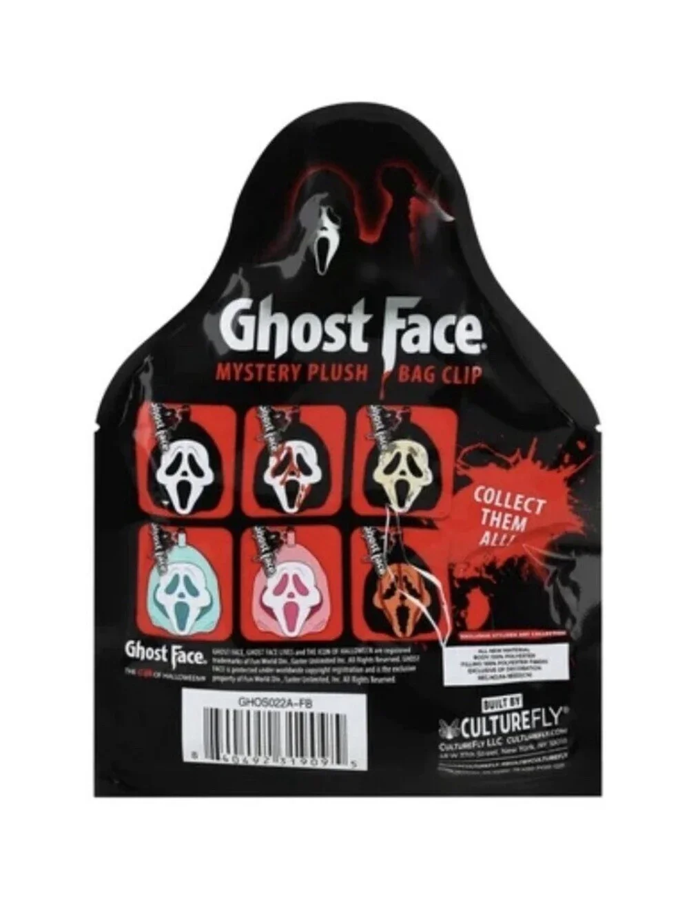 CultureFly Ghost Face Mystery Plush Bag Clip